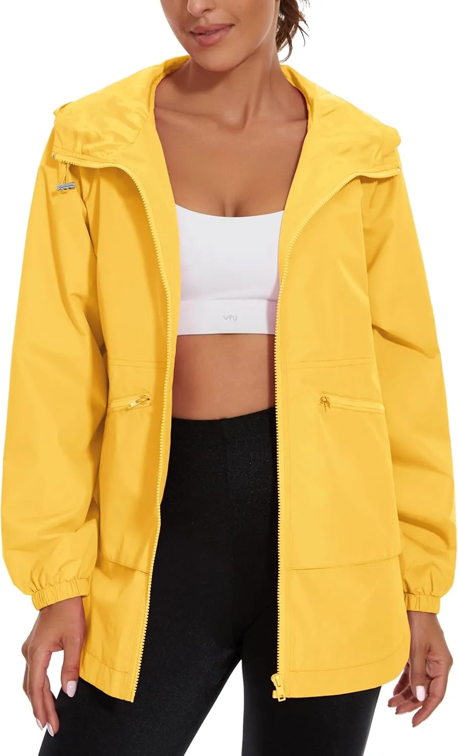 MAKARTHY Rain Jacket Women Waterproof Lightweight Jacket With Hood Packable Raincoat with Pockets S-XXXL