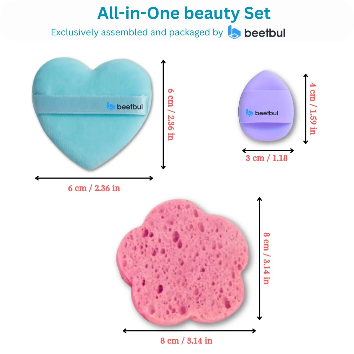 Makeup & Exfoliation Kit - Bissú Compact Powder   1 Medium Velvet Puff   2 Finger Puffs   1 Facial Exfoliating Sponge (04 Sand, One Size)