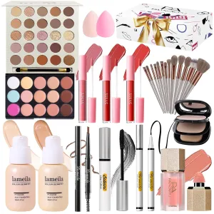 Makeup Kit for Women - Full Kit for Beginners Teens Girls, Includes 25 Colors Matte & Shimmer Eyeshadow Palettes, Blush Palette, Lip Gloss Set
