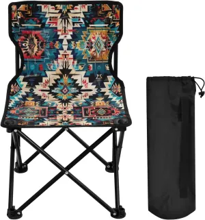 Mandala Colorful Flower Pattern Portable Outdoor Folding Chair Anti-Slip Padded Oxford Cloth Stool Camping Chair Small for Beach Hiking Fishing Gardening Quad Camp Chair