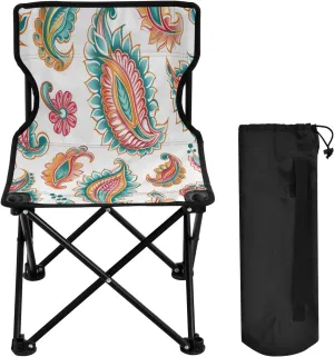 Mandala Colorful Flower Pattern Portable Outdoor Folding Chair Anti-Slip Padded Oxford Cloth Stool Camping Chair Small for Beach Hiking Fishing Gardening Quad Camp Chair