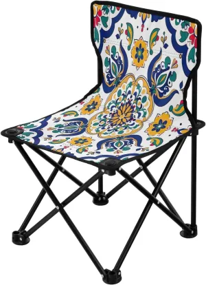 Mandala Plaid Portable Outdoor Folding Chair Anti-Slip Padded Oxford Cloth Stool Camping Chair Small for Beach Hiking Fishing Gardening Quad Camp Chair