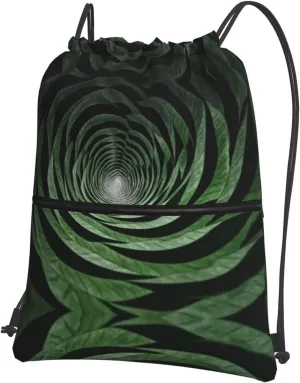 Mandala Tunnel Water-Resistant Zipper Drawstring Backpack for Gym/Yoga/Travel - Lightweight Foldable 15.3x18 Sports Bag w/Multiple Pockets