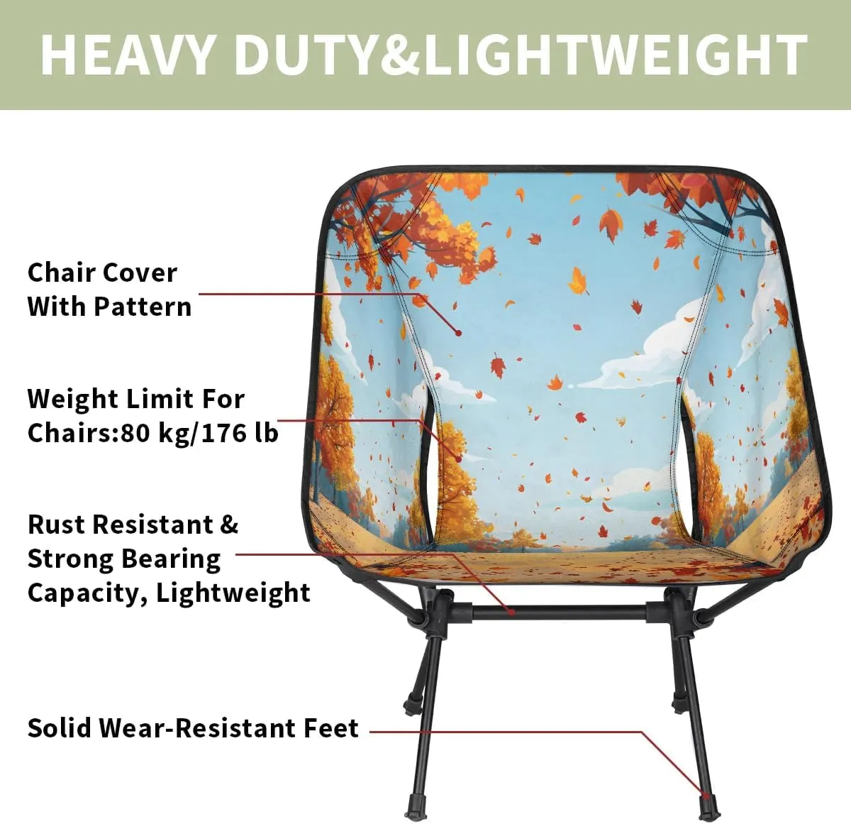 Maple Leaf Falling Portable Camping Chair Backpacking Chair Ultra Lightweight Compact Folding Chairs for Outside Beach Picnic Hiking