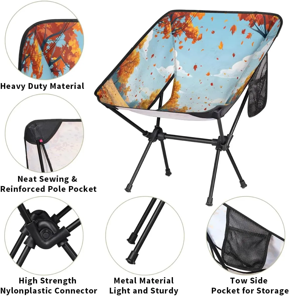 Maple Leaf Falling Portable Camping Chair Backpacking Chair Ultra Lightweight Compact Folding Chairs for Outside Beach Picnic Hiking