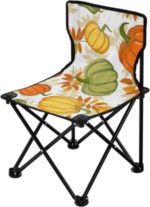 Maple Leaves Pumpkins Collapsible Ultralight Camp Chair Ultralight Backpack Chair with Carrying Bag Travel Chairs for Adults for Outside Lawn