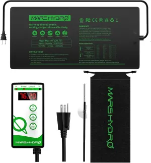 MARS HYDRO 10''x 20.75'' Seedling Heat Mat with Thermostat Combo Set，Heating Pad for for Germination, Indoor Gardening, Greenhouse