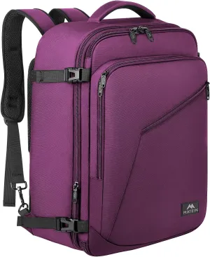MATEIN Large Purple Travel Backpack, Water Resistant Airplane Backpack for Women, Expandable Casual Daypack for Work, International Trip, Womens Travelling Gifts, 50L
