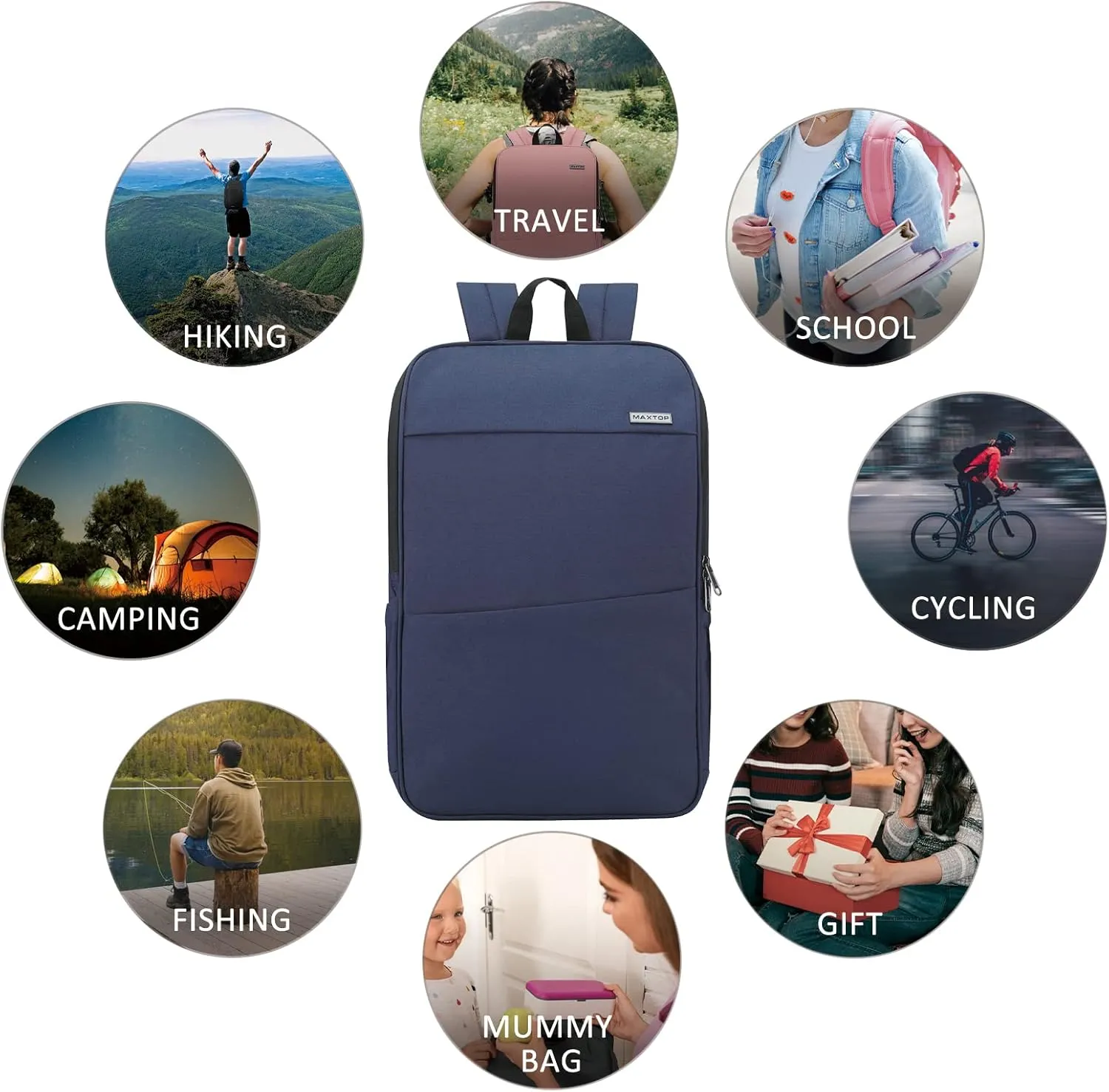 MAXTOP Deep Storage Laptop Backpack with USB Charging Port[Water Resistant] College School Computer Bookbag Fits 17 Inch Laptop