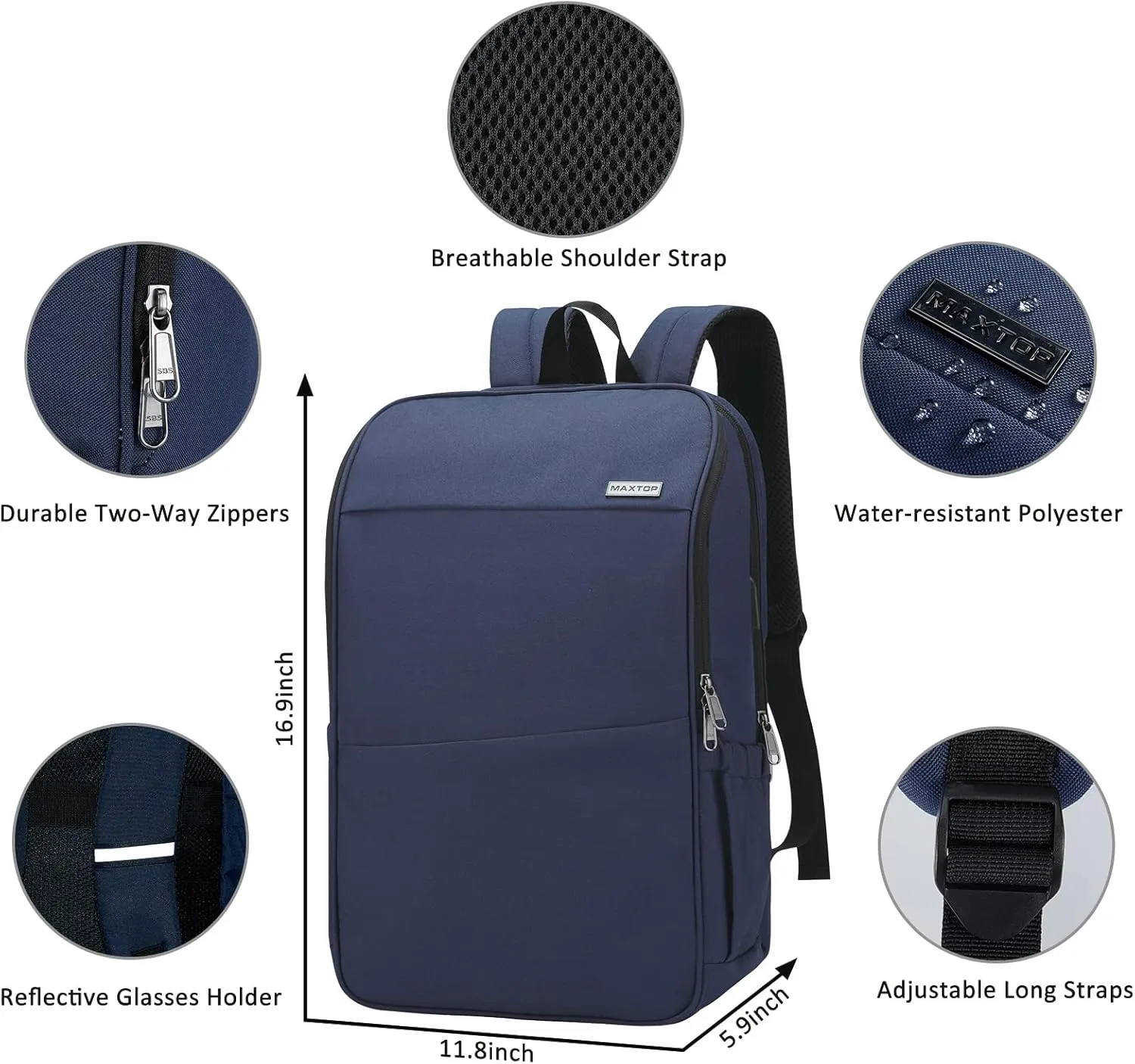 MAXTOP Deep Storage Laptop Backpack with USB Charging Port[Water Resistant] College School Computer Bookbag Fits 17 Inch Laptop