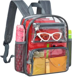 MAY TREE Clear Backpack Stadium Approved for Women and Men, Clear Bag for Stadium Events Concert Sporting Festival, Grey