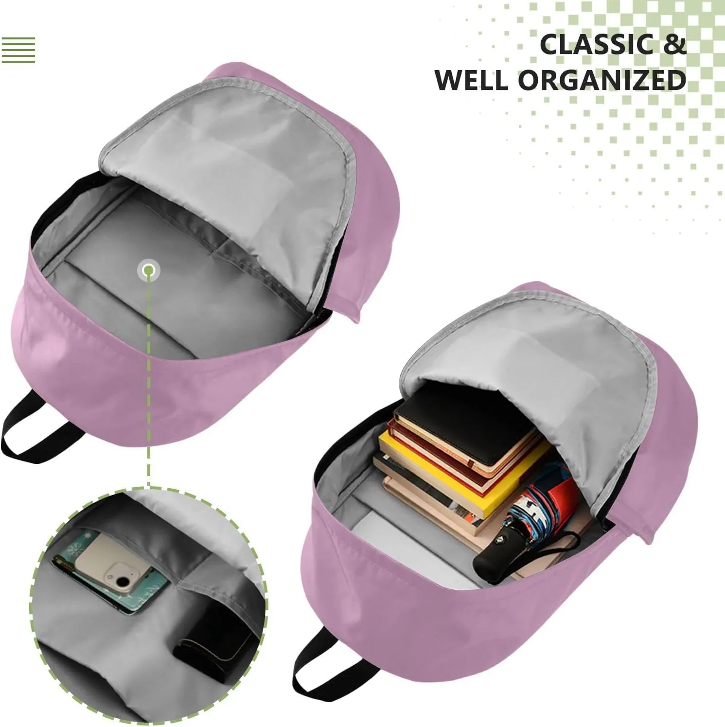 MCHIVER Custom Travel Backpack Fondant Pink Personalized Casual Daypack Backpacks Lightweight Carry on Bag Water Resistant Hiking Backpack for Women and Men