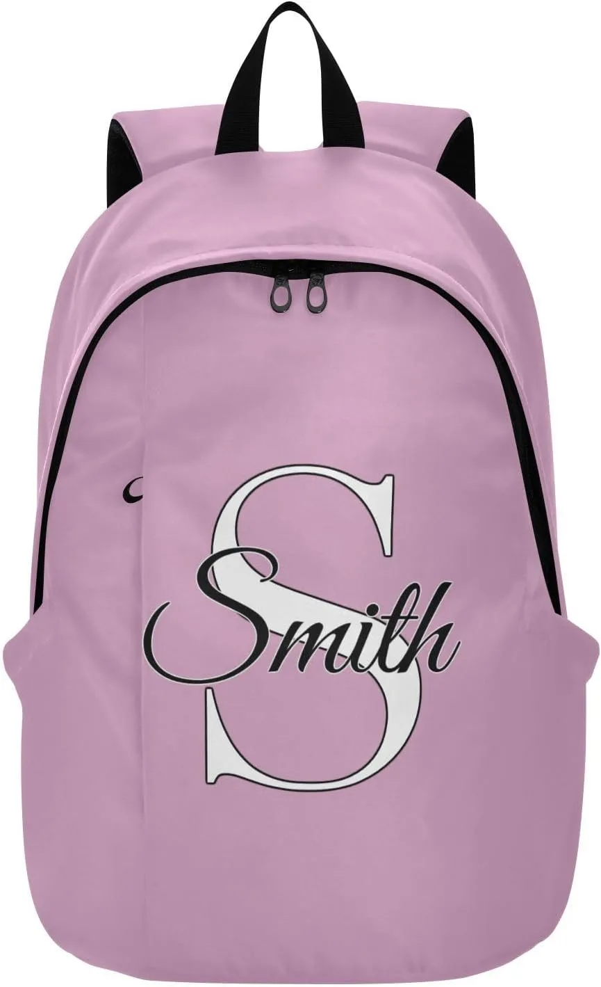 MCHIVER Custom Travel Backpack Fondant Pink Personalized Casual Daypack Backpacks Lightweight Carry on Bag Water Resistant Hiking Backpack for Women and Men