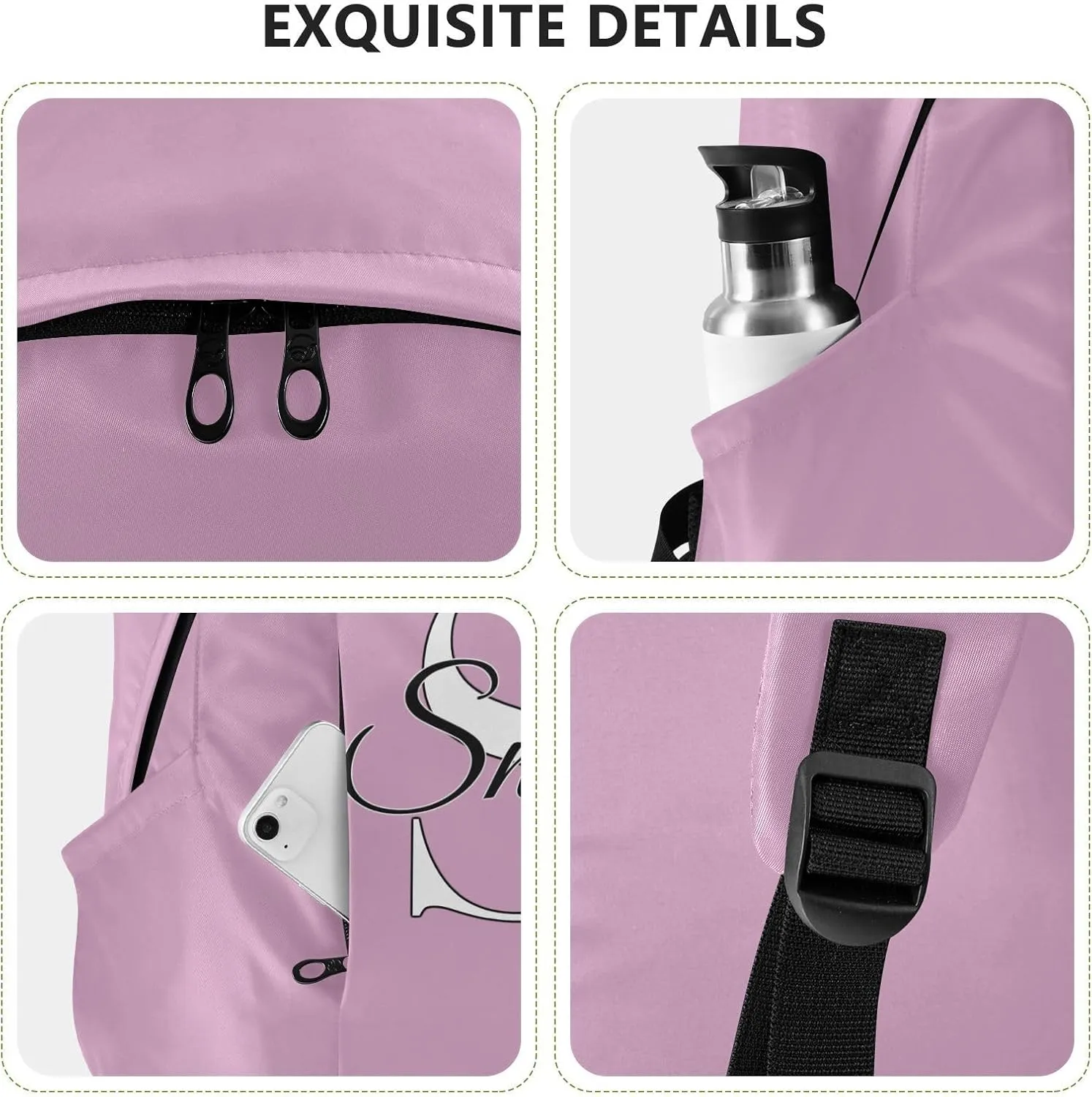 MCHIVER Custom Travel Backpack Fondant Pink Personalized Casual Daypack Backpacks Lightweight Carry on Bag Water Resistant Hiking Backpack for Women and Men