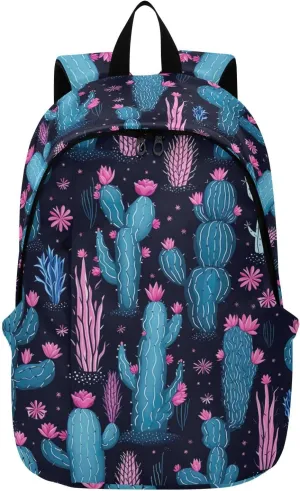 MCHIVER Travel Backpack Colorful Cactus Succulents Flora Casual Daypack Backpacks Lightweight Carry on Bag Water Resistant Hiking Backpack for Women and Men