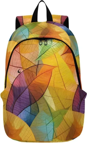 MCHIVER Travel Backpack Colorful Leaf Casual Daypack Backpacks Lightweight Carry on Bag Water Resistant Hiking Backpack for Men Women