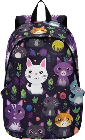 MCHIVER Travel Backpack Cute Cat Plant Casual Daypack Backpacks Lightweight Carry on Bag Water Resistant Hiking Backpack for Men and Women