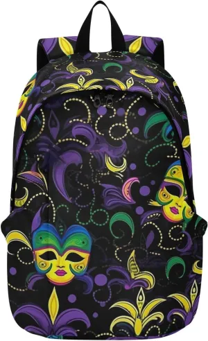 MCHIVER Travel Backpack Mardi Gras Lillies Casual Daypack Backpacks Lightweight Carry on Bag Water Resistant Hiking Backpack for Men and Women