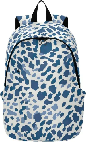 MCHIVER Travel Backpack Modern Blue Leopard Casual Daypack Backpacks Lightweight Carry on Bag Water Resistant Hiking Backpack for Women Men