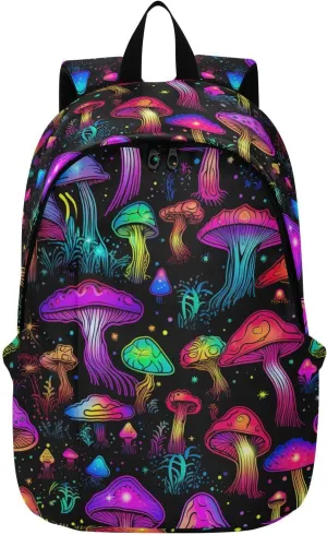 MCHIVER Travel Backpack Mushrooms Stars Casual Daypack Backpacks Lightweight Carry on Bag Water Resistant Hiking Backpack for Men Women