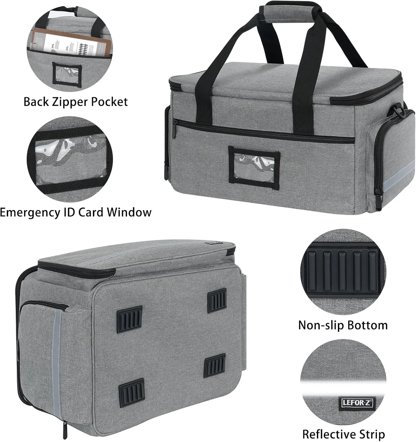 Medical Bag Home Health Nurse Bag Empty First Aid Storage Bag with Detachable Divider Medical Supplies Bag for Nursing Student,Therapist,Doctors(Grey)
