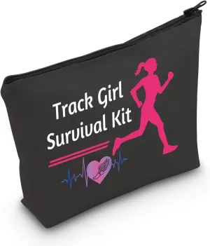 MEIKIUP Track and Field Lover Gift Track Survival Kit Athlete Cosmetic Bag Track and Field Runners First Aid Kit Track and Field Coach Travel Storage Bag (Track Girl Black bag)