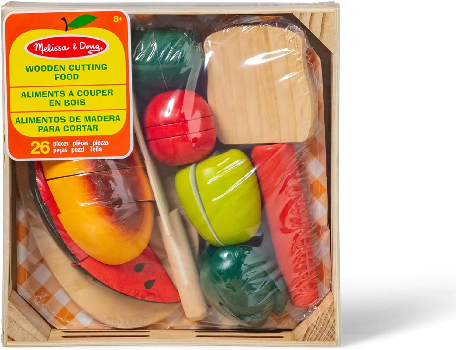 Melissa & Doug Cutting Food Play Food Set With Wooden Pieces, Knife, Cutting Board