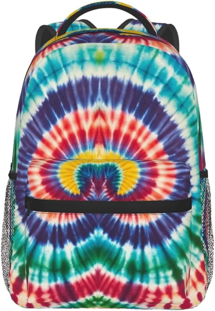 Men & Women Lightweight Tie Dye Art Casual Daypack Large Capacity Bookbag With Adjustable Shoulder Straps for Gym Business Bicycle