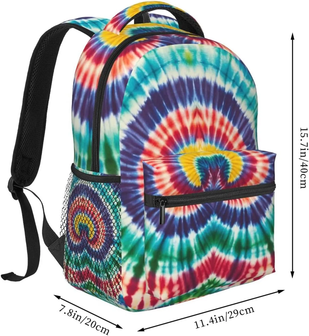 Men & Women Lightweight Tie Dye Art Casual Daypack Large Capacity Bookbag With Adjustable Shoulder Straps for Gym Business Bicycle