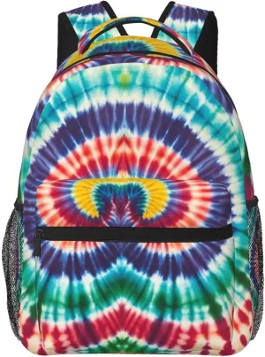 Men & Women Lightweight Tie Dye Art Casual Daypack Large Capacity Bookbag With Adjustable Shoulder Straps for Gym Business Bicycle