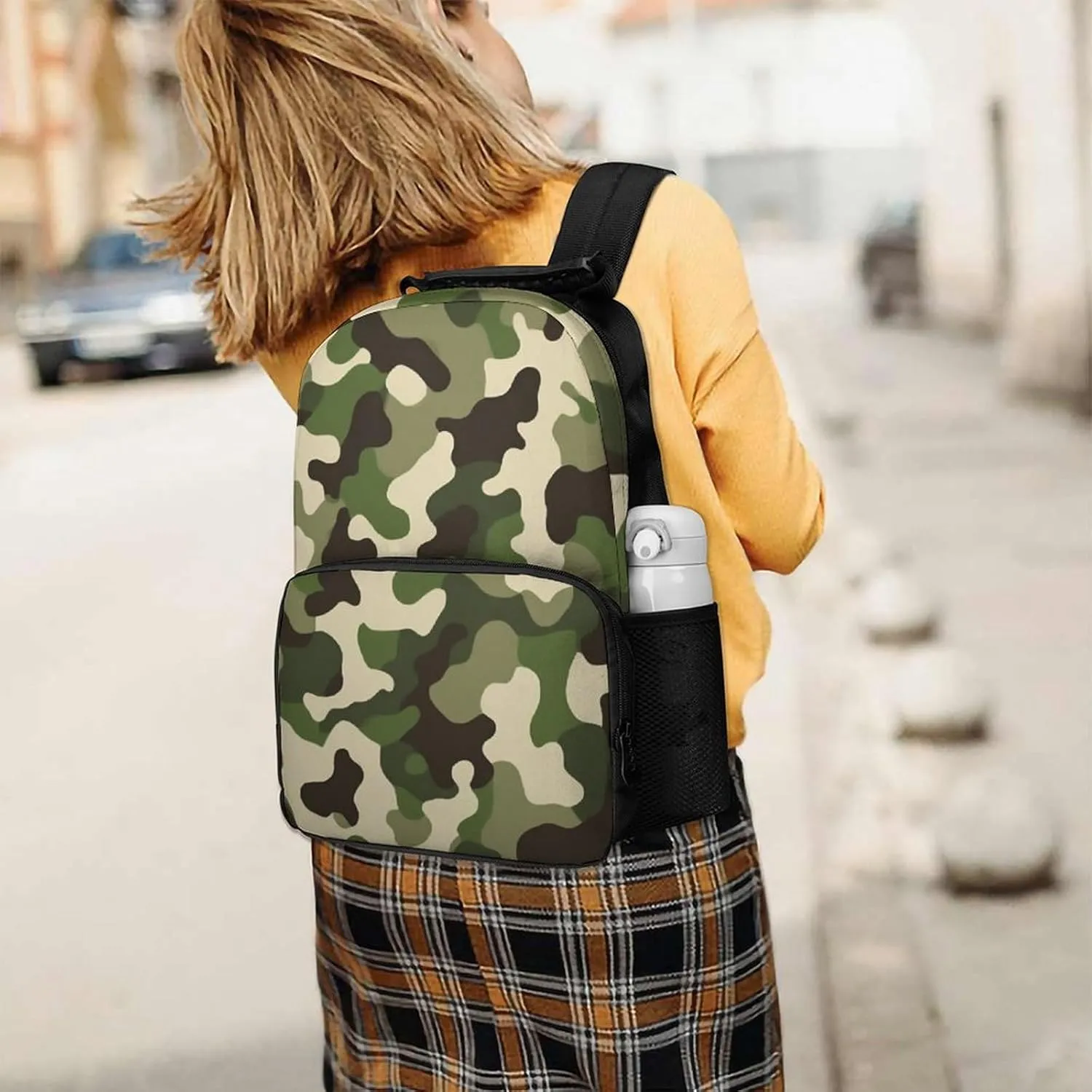 Men Women Lightweight Army Green Camouflage Vietnam Tiger Stripe Camo Backpack Large Capacity Bookbag With Smooth Zippers for Gym Business Running