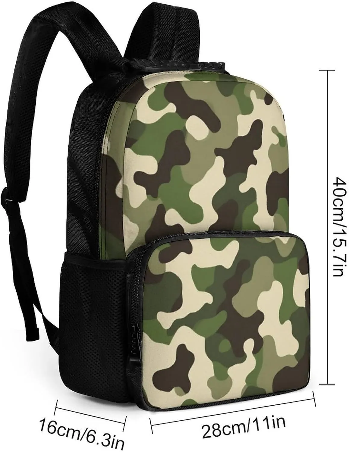 Men Women Lightweight Army Green Camouflage Vietnam Tiger Stripe Camo Backpack Large Capacity Bookbag With Smooth Zippers for Gym Business Running
