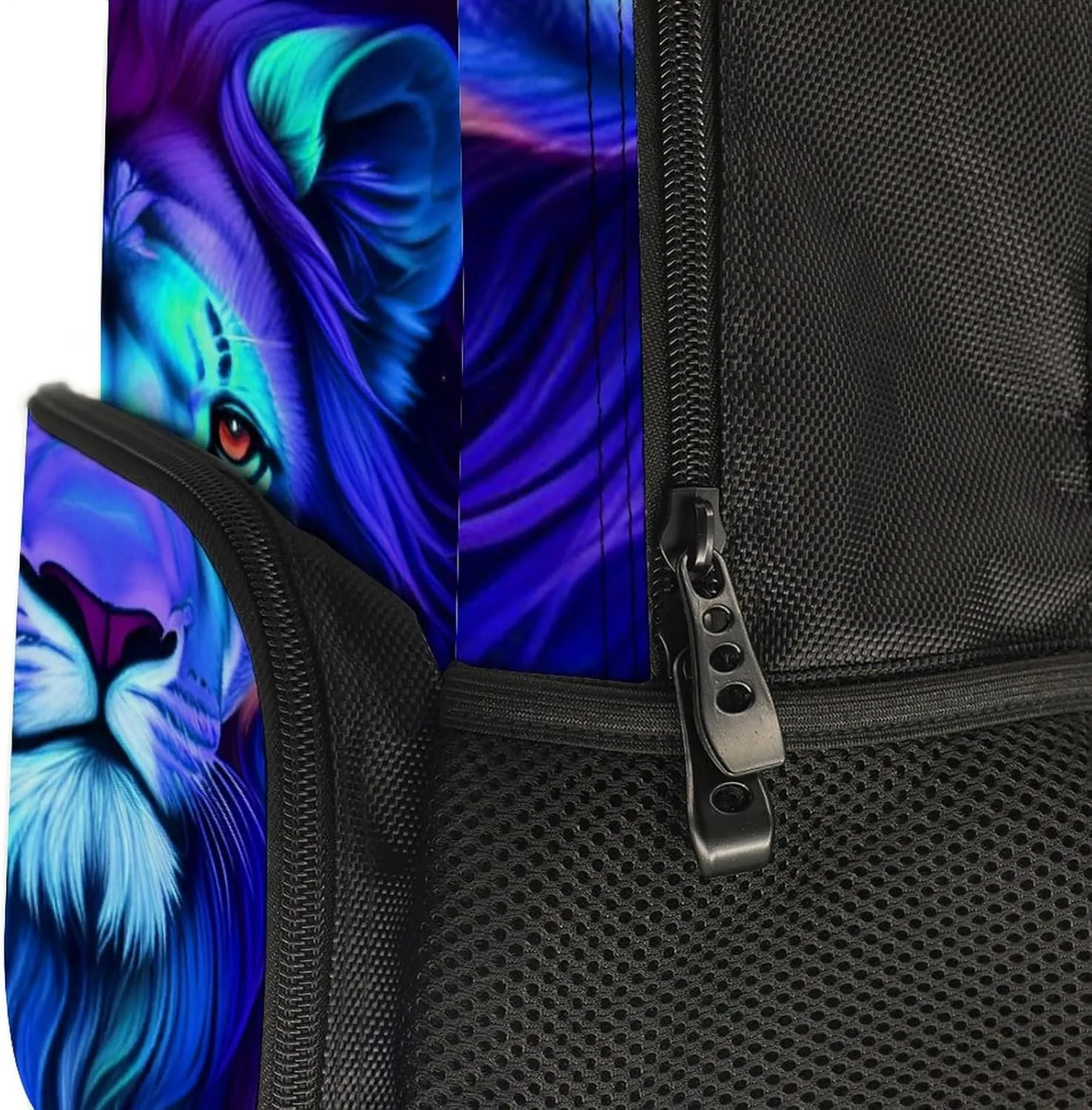 Men Women Lightweight Psychedelic Lion Art Daypack Bookbag Big Capacity Carry On Bag With Side Pockets for Camping Travel Bicycle