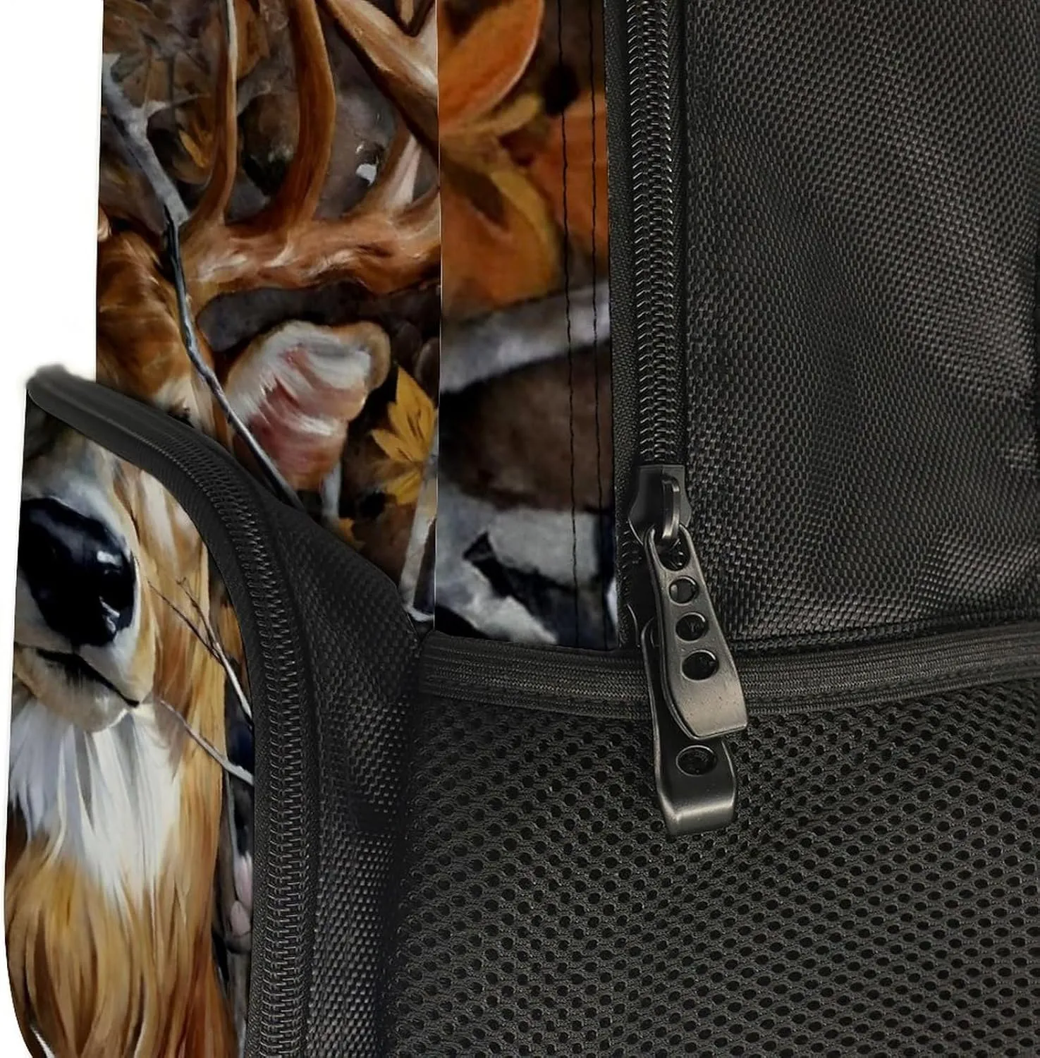 Men Women Polyester Camo Elk Deer Withered Branches Daypack Big Capacity Shoulder Bag With Smooth Zippers for Hiking Work Walking Cycling