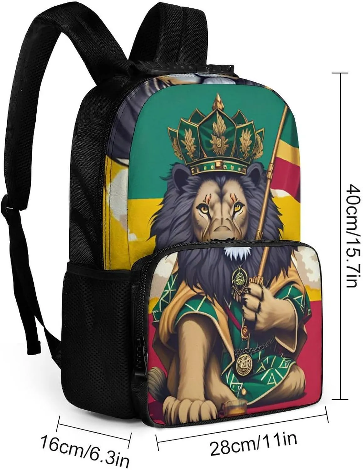 Men Women Polyester Lion Judah Marijuanaweed Smoke Art Daypack Big Capacity Shoulder Bag With Smooth Zippers for Hiking Work Walking Cycling