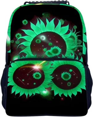 Men Women Polyester Space Sunflowers Art Daypack Bookbag Big Capacity Shoulder Bag With Padded Straps for Climbing Travel Walking Cycling