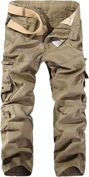 Men's Cotton Multi-Pockets Work Pants Tactical Outdoor Cargo Pants Hiking Trousers Rip-Stop Combat Pants