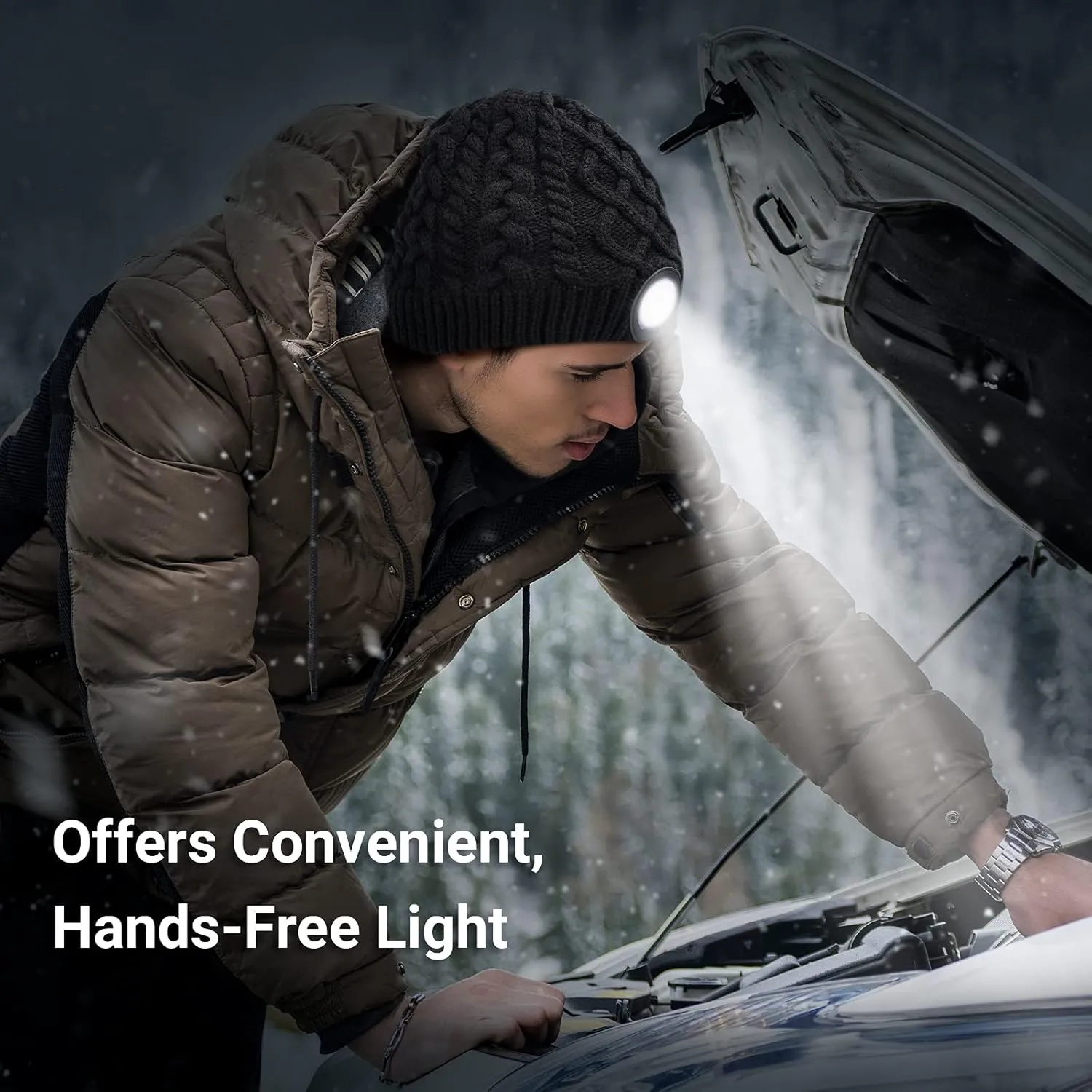Mens Gifts Beanie Hat with Light: Stocking Stuffers Women Men Rechargeable Cap LED Flashlight Winter Hats Gift Ideas for Dad