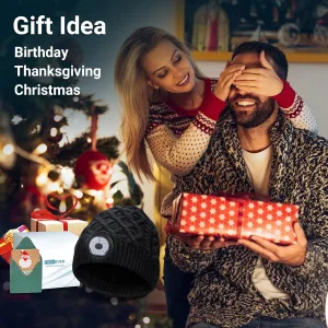 Mens Gifts Beanie Hat with Light: Stocking Stuffers Women Men Rechargeable Cap LED Flashlight Winter Hats Gift Ideas for Dad