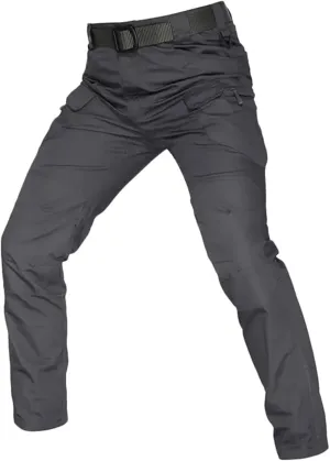 Men's Water Resistant Trousers Tactical Combat Cargo Work Pants with Multi Pockets Outdoor Ripstop Cargo Trouser