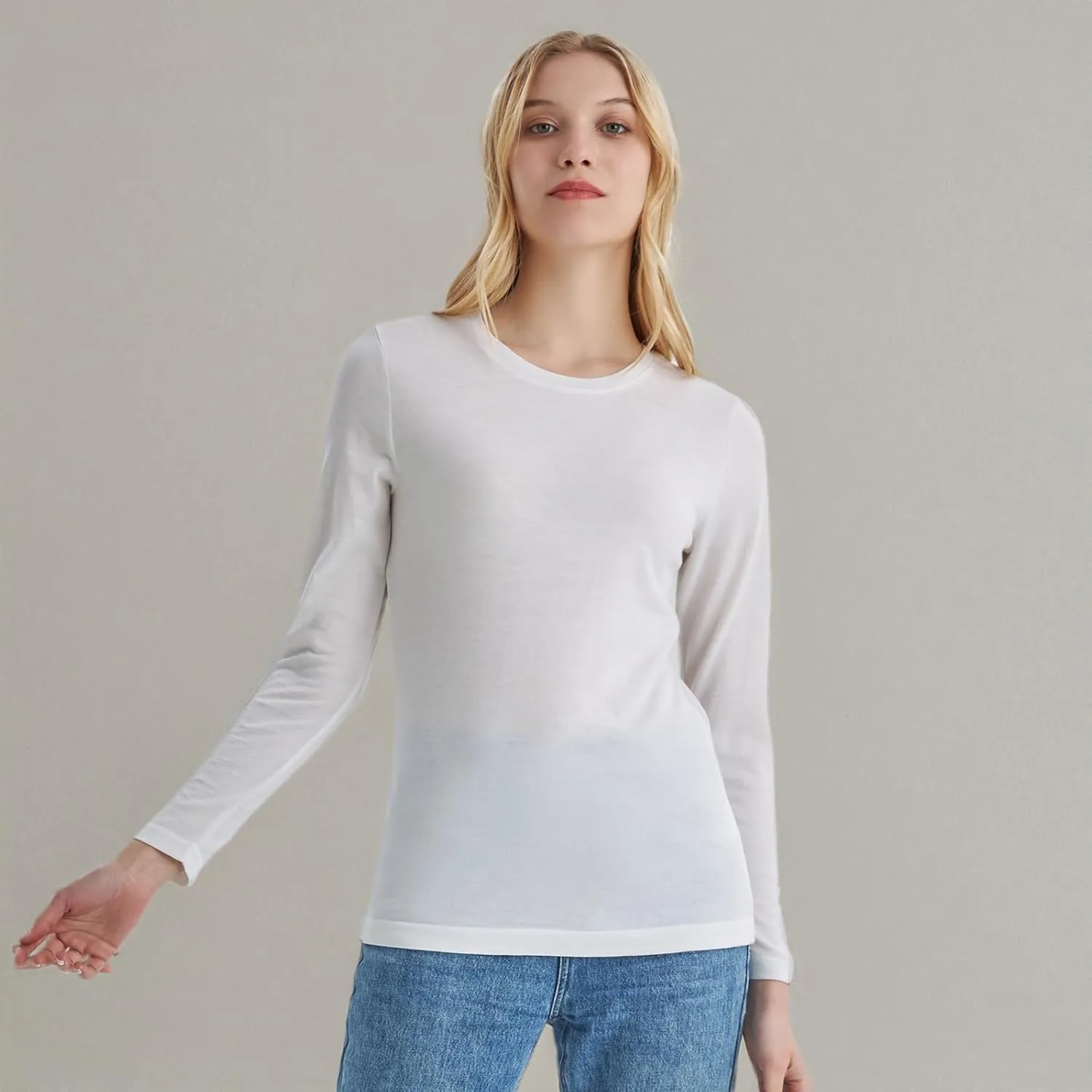 Merino Protect 100% Merino Wool Base Layer Women Thermals Underwear Lightweight Soft Long Sleeve Shirt for Hiking Skiing