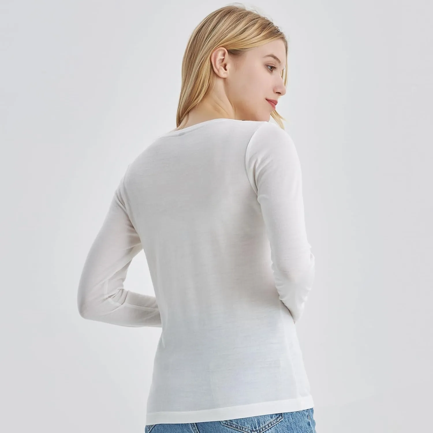 Merino Protect 100% Merino Wool Base Layer Women Thermals Underwear Lightweight Soft Long Sleeve Shirt for Hiking Skiing