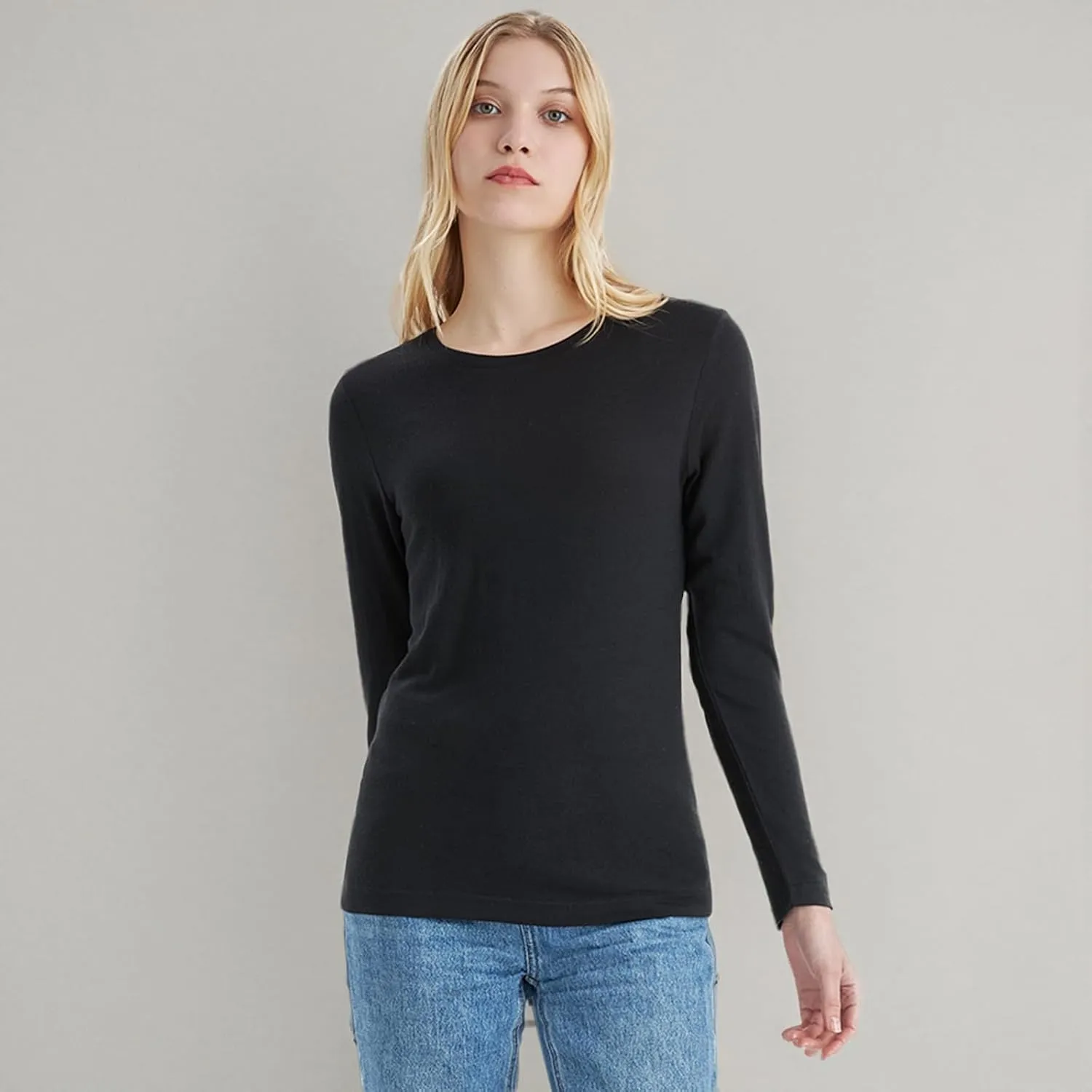 Merino Protect 100% Merino Wool Base Layer Women Thermals Underwear Lightweight Soft Long Sleeve Shirt for Hiking Skiing