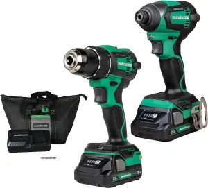 Metabo HPT 18V MultiVolt™ Cordless Brushless Driver Drill & Impact Driver Combo Kit, Power Tool Kit, 2 Lithium-Ion Metabo HPT Batteries and Charger, High Torque, Compact Lightweight Design, KC18DEXQB