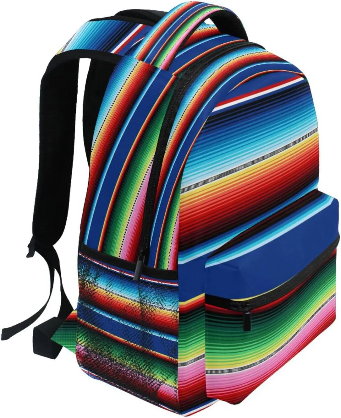 Mexican Serape Blanket Stripes Backpack, Water Resistant Laptop Backpack Travel Casual Daypack#129