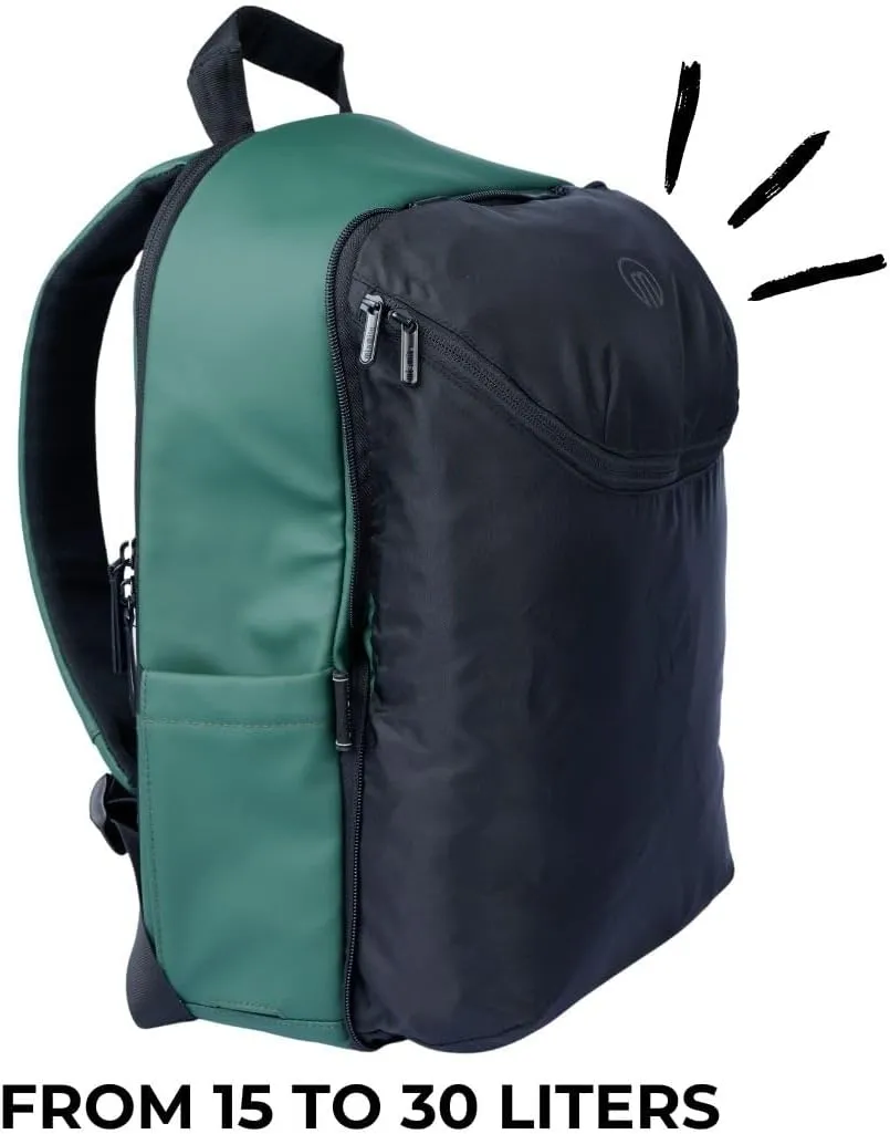MiaMily Noah Backpack, 100% Recycled Polyester, 11 Pockets, Expandable, Water Resistant (Midnight black)