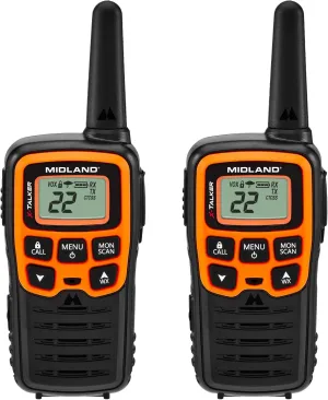 Midland- T51VP3 X-TALKER Spotting and Recovery Walkie-Talkie Long Range - FRS Two Way Radio for kids Caravanning with NOAA Weather Scan   Alert, 38 Privacy Codes - Black/Orange - 2 Pack