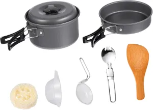 Mikinona 1Set Camping Utensil Portable Outdoor Cooking Kit for People Compact Travel Cookware for Hiking Stewing Frying and Boiling for Picnics and Camping Adventures