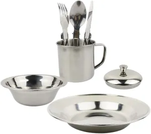 Mikinona 1Set Portable Stainless Steel Camping Cookware People Durable Tableware Combination for Outdoor Cooking Picnic and Travel Lightweight and Compact Design