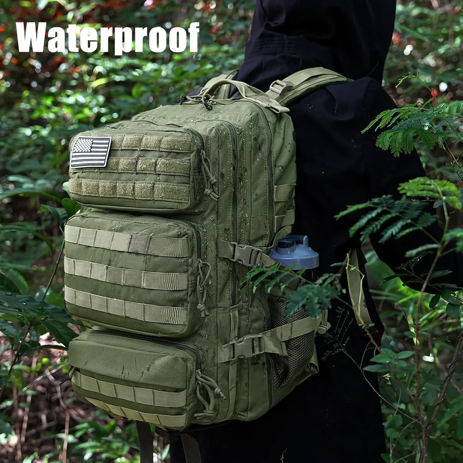 Military Tactical Backpack 50L Large Day Backpack for Men Molle Army 3 Days Assault Pack Bug Out Bag Water Resistant and Heavy Duty Hiking Treeking Rucksack - Dark Green